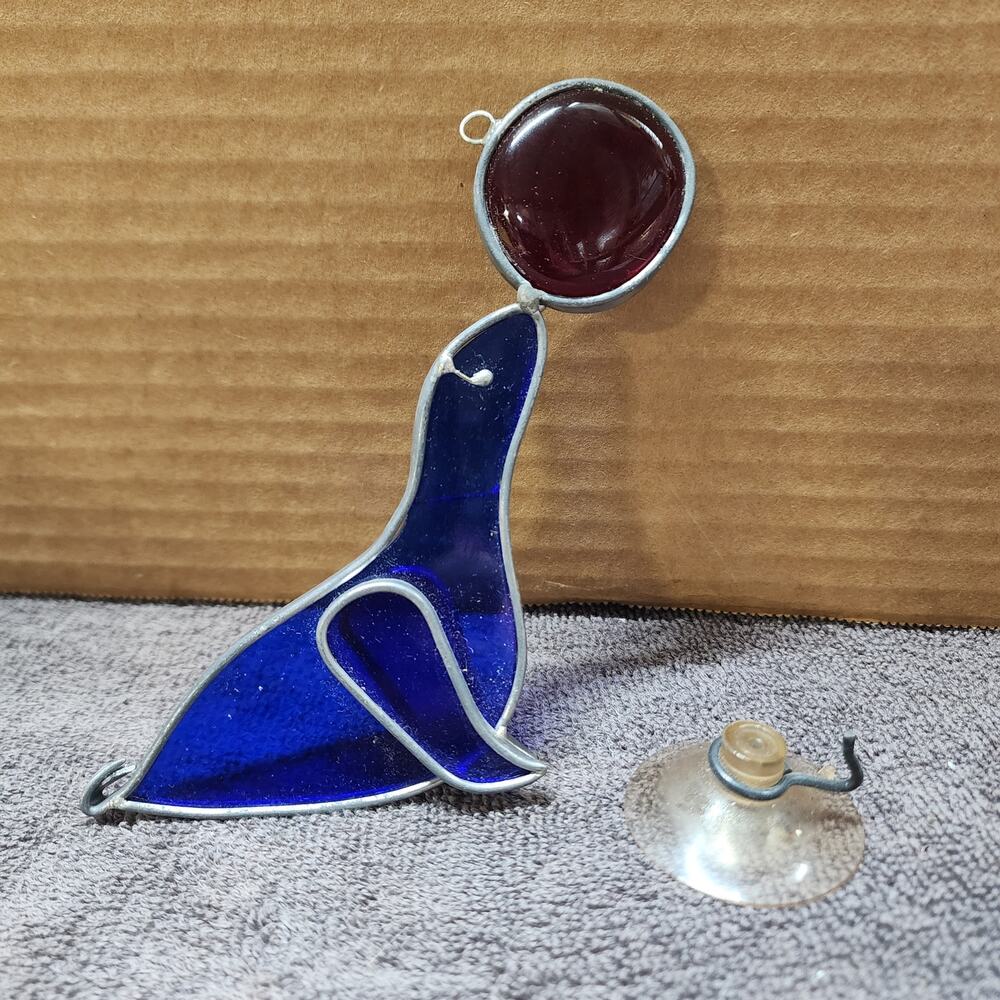 Vintage Tiffany Stained Glass Collector's Society Seal with ball b48